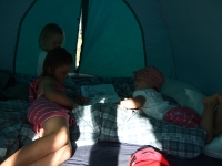 Reading in the tent
