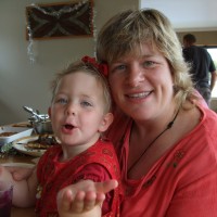 Eating a yummy lunch with Mummy