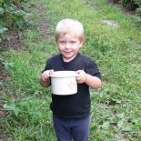 Wearing boysenberry-picking clothes!