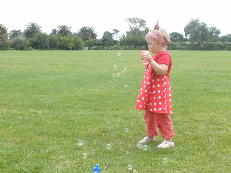 Poppy blowing bubbles