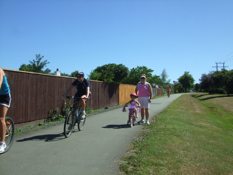 Poppy biking on the railway reserve