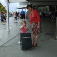 Poppy helping Jane with her bag
