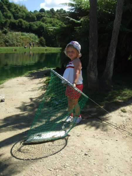 Poppy lands her fish!