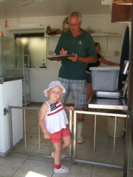 Jan takes her fish for preparation.