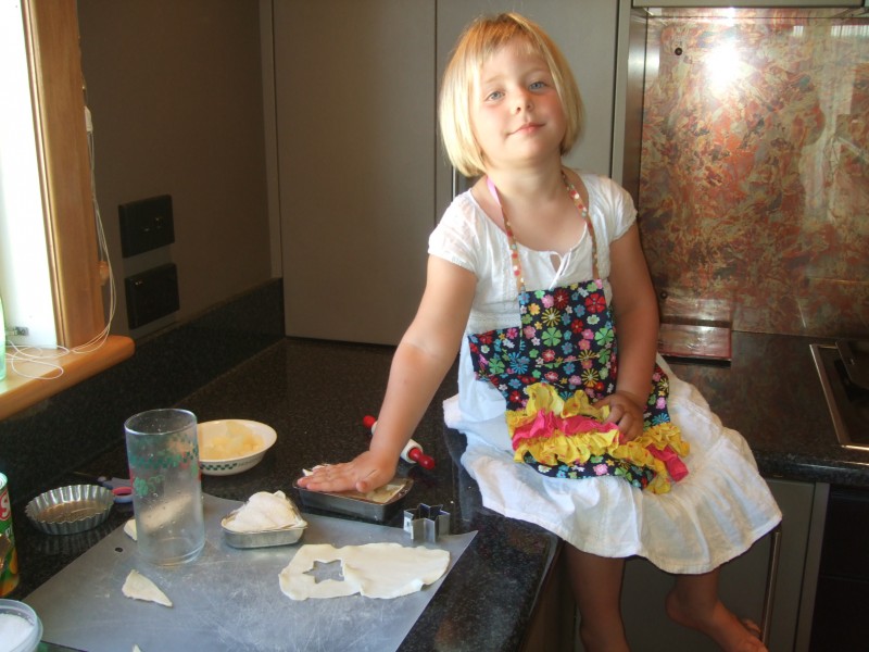 Baking with her birthday gifts