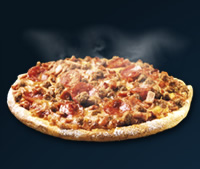 Meatlovers: bbq sauce, pepperoni, ham, beef, italian sausage, & a bbq sauce swirl