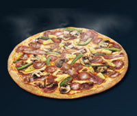 Supreme: pepperoni, rasher bacon, capsicum, ground beef, italian sausage, mushroom, pineapple & oregano
