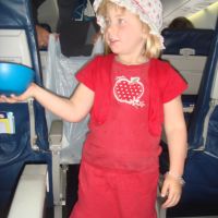 handing out the lollies on the flight to Christchurch