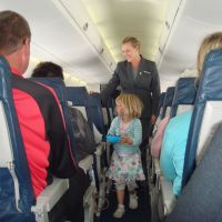 Handing out lollies in the plane on the way back to Nelson