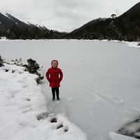 Standing on the iced-over lake