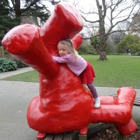 Poppy always has to give this particular statue at the Botanical Gardens playground a cuddle whenever she sees it.