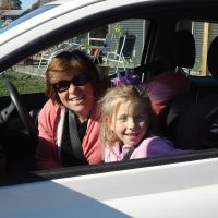 Adrienne & Poppy ready to drive home to Nelson....