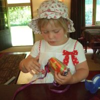 Wrapping a present for Lacey