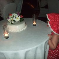 Checking out the wedding cake