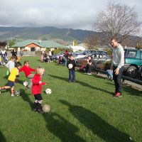 Kicking the ball before practice Kicking the ball before practice