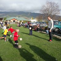 Kicking the ball before practice