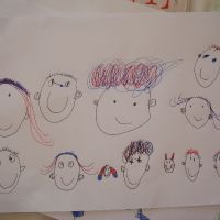 Drawing all her family Drawing all her family