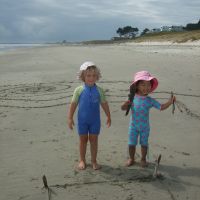 Poppy with our next door cabin neighbour Helena