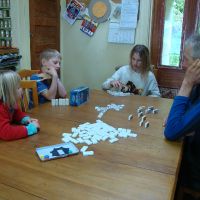 Playing dominoes with Tim