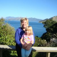 Adrienne & Poppy outside Anson\'s house