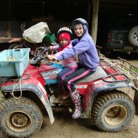 Poppy & Mahalia on the bike