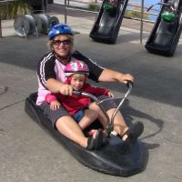 Adrienne & Poppy on the luge Adrienne & Poppy on the luge